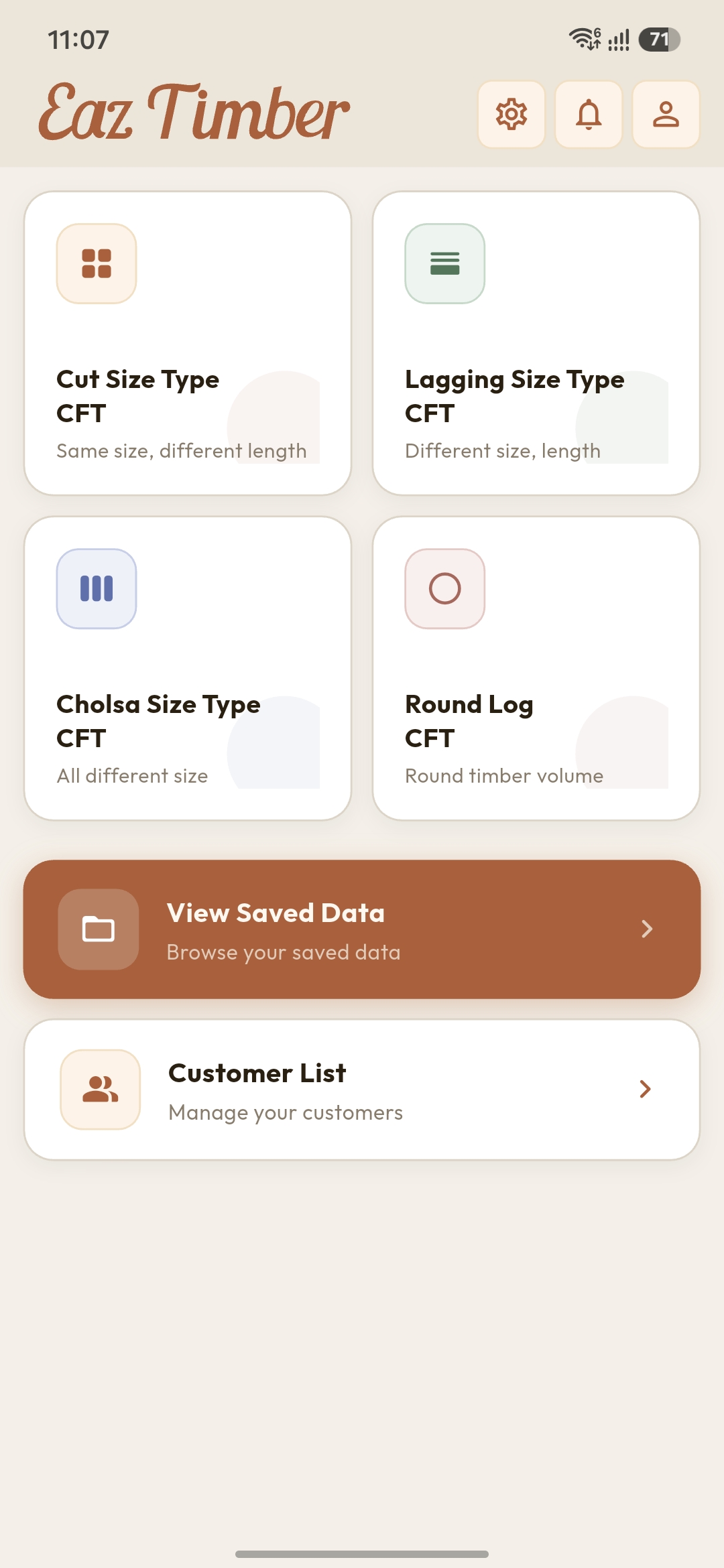 EazTimber app screenshot showing CFT calculator
